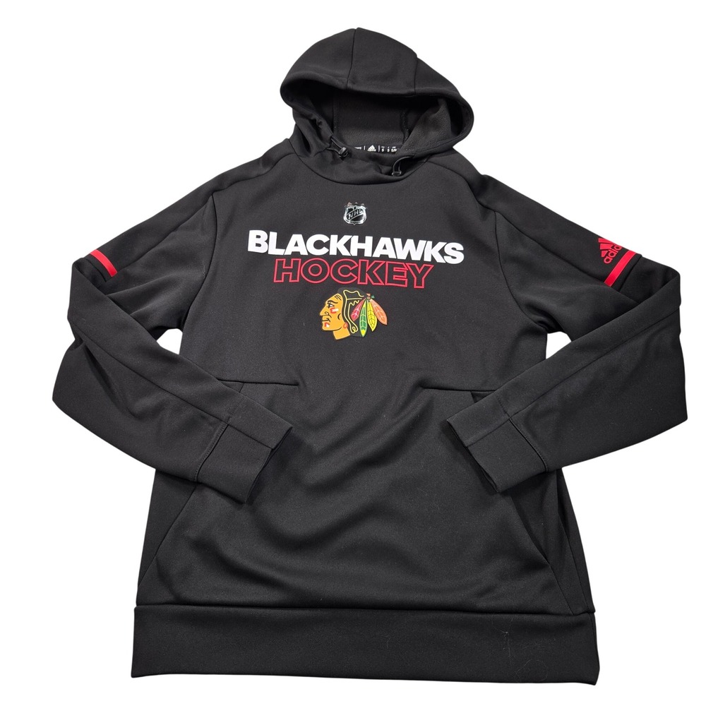 Chicago Blackhawks Hockey Hoodie Mens Small S Black NHL Adidas ClimaWarm